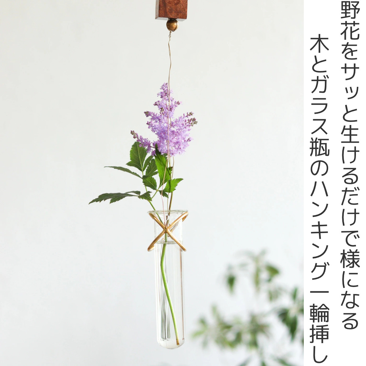 花瓶 アルテン ハンギングフラワーベース ( フラワーベース 花びん 花器 ベース 一輪挿し 花 飾る 手作り つり下げ 吊り下げ つりさげ 室内 植物 ガラス 真鍮 ハンギング ハンギングオーナメント アカシア 天然木 )