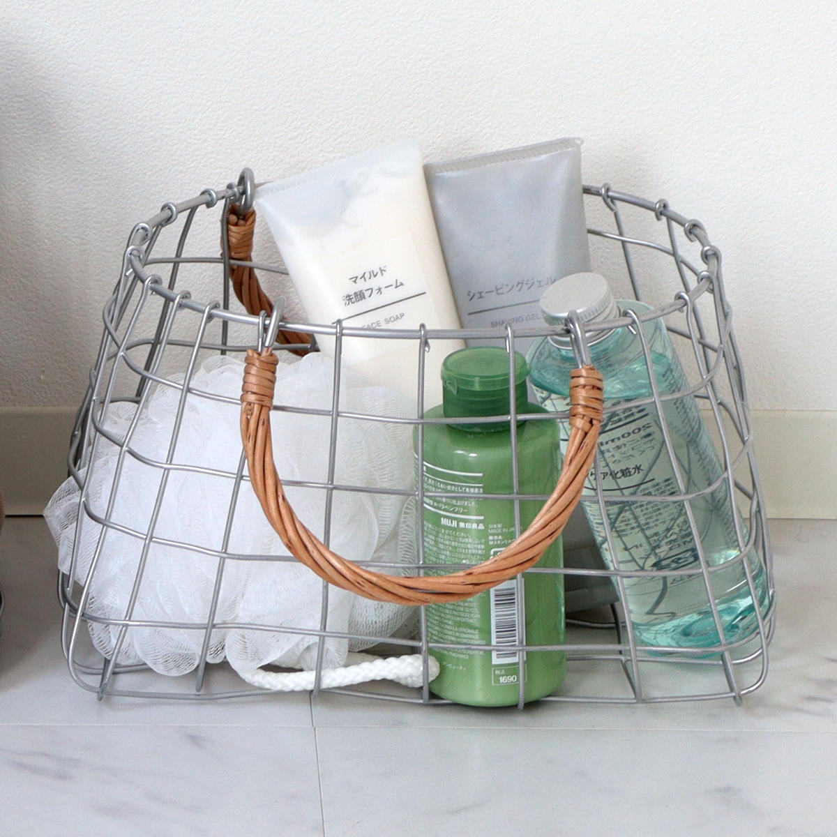 かご デュソール オーバルバッグ ワイヤーバスケット 持ち手付き ( バスケット カゴ アイアン 幅24×奥行16×高さ14cm 収納 収納かご 小物収納 見せる収納 ワイヤー おしゃれ ストッカー 柳 天然素材 )
