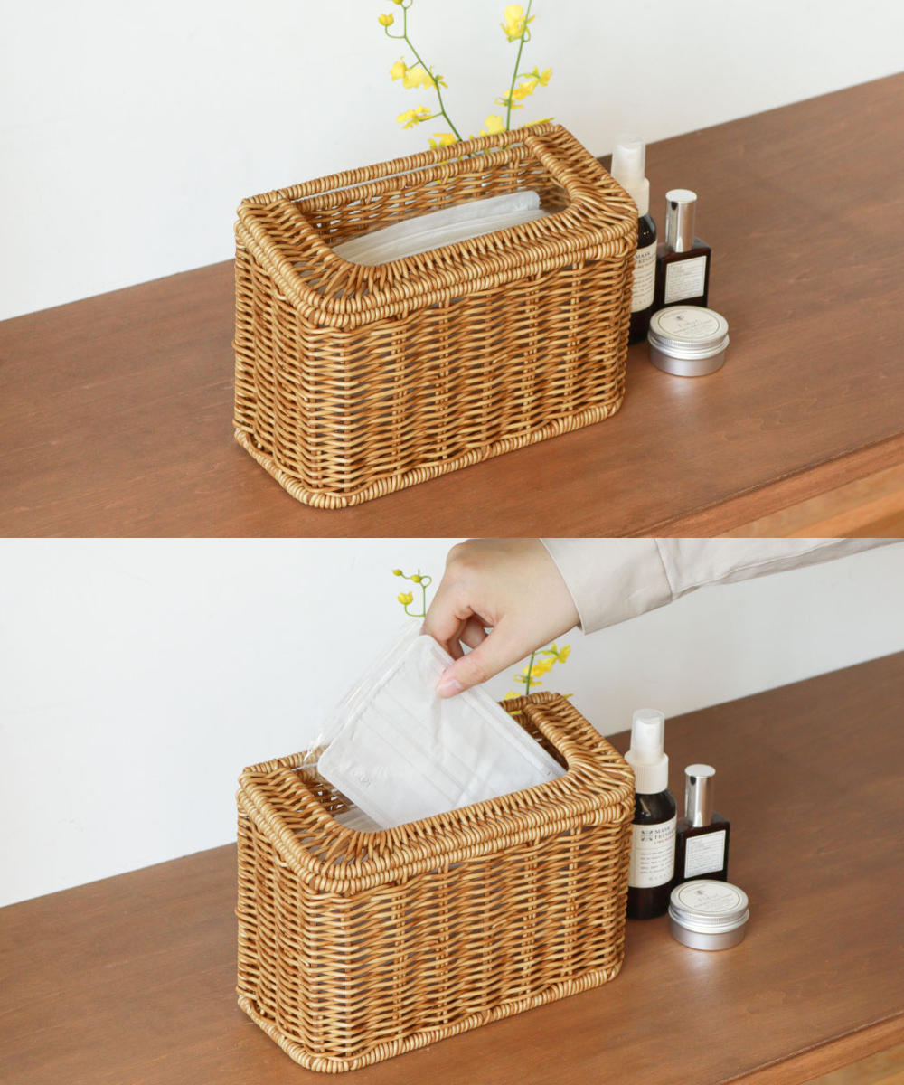 ゴミ箱 ユティルナイール スリム ミニダスト ストッカー コンパクト ( ごみ箱 カゴ風 ラタン調 卓上 小さい 洗える メイク 小物入れ ナチュラル 洗面所 キッチン ごみ入れ マスク入れ かわいい おしゃれ インテリア )