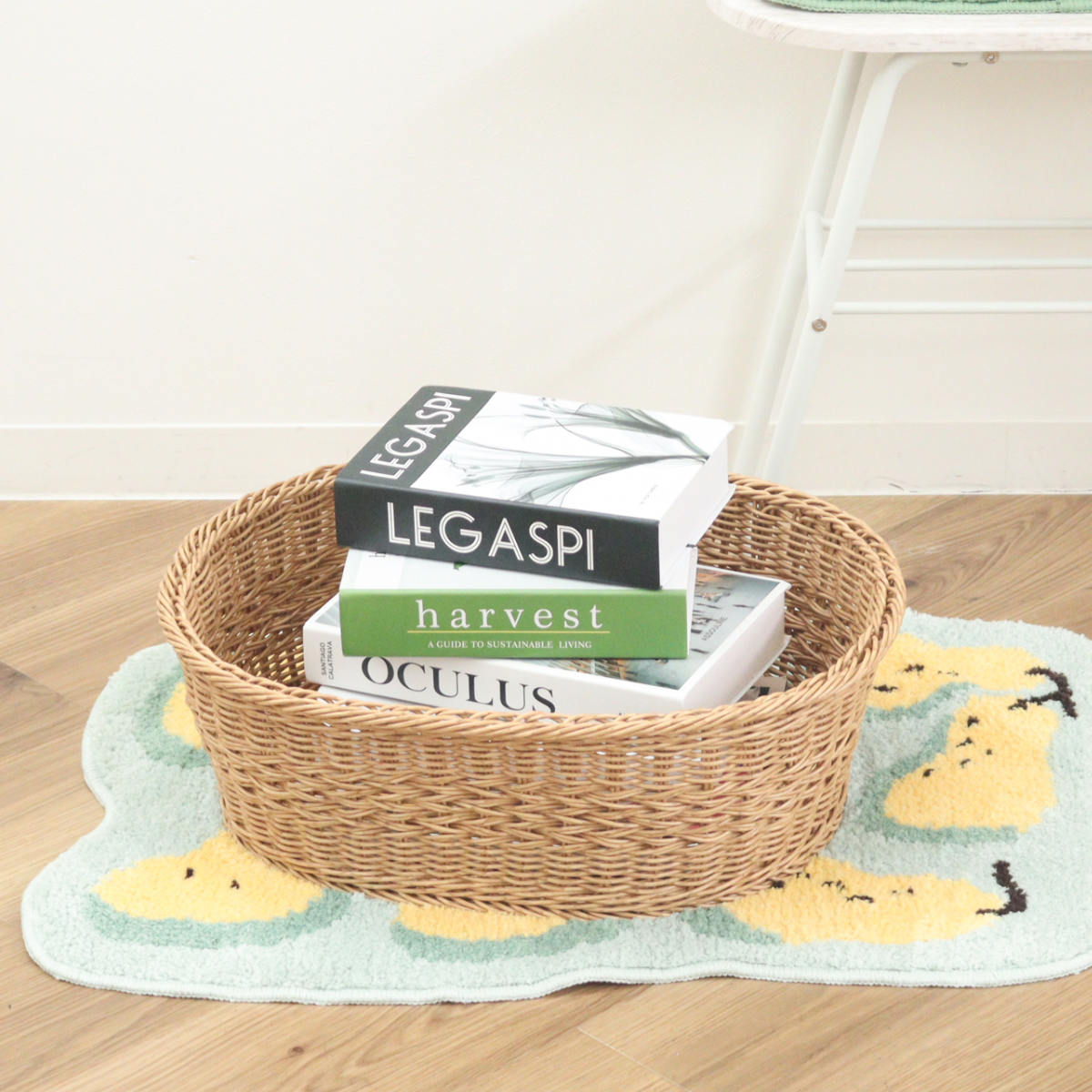 バスケット ユティルナイール かご オーバル ( 幅47×奥行38×高さ16cm 洗える収納ボックス 水洗い カゴ 洗えるバスケット 収納 天然素材風 小物収納 収納かご 収納ケース お手入れ簡単 軽量 柔軟性 しなやか ささくれない )