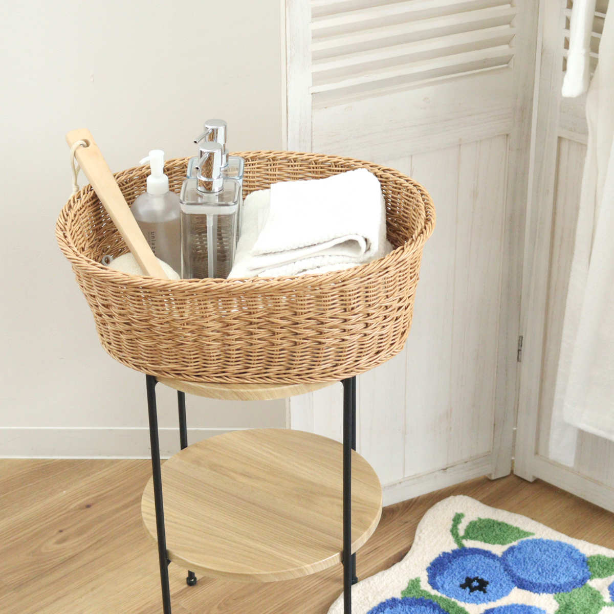 バスケット ユティルナイール かご オーバル ( 幅47×奥行38×高さ16cm 洗える収納ボックス 水洗い カゴ 洗えるバスケット 収納 天然素材風 小物収納 収納かご 収納ケース お手入れ簡単 軽量 柔軟性 しなやか ささくれない )