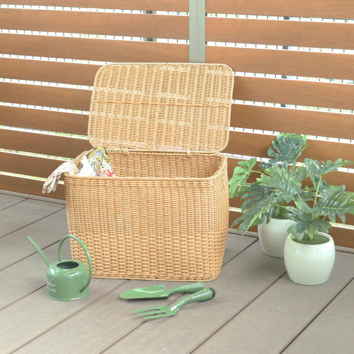 収納ボックス ユティルナイール ふた付き ストレージ ( 幅50×奥行35×高さ35cm 洗える収納ボックス 水洗い カゴ 洗えるバスケット 収納 天然素材風 小物収納 収納かご 収納ケース お手入れ簡単 軽量 柔軟性 しなやか ささくれない )