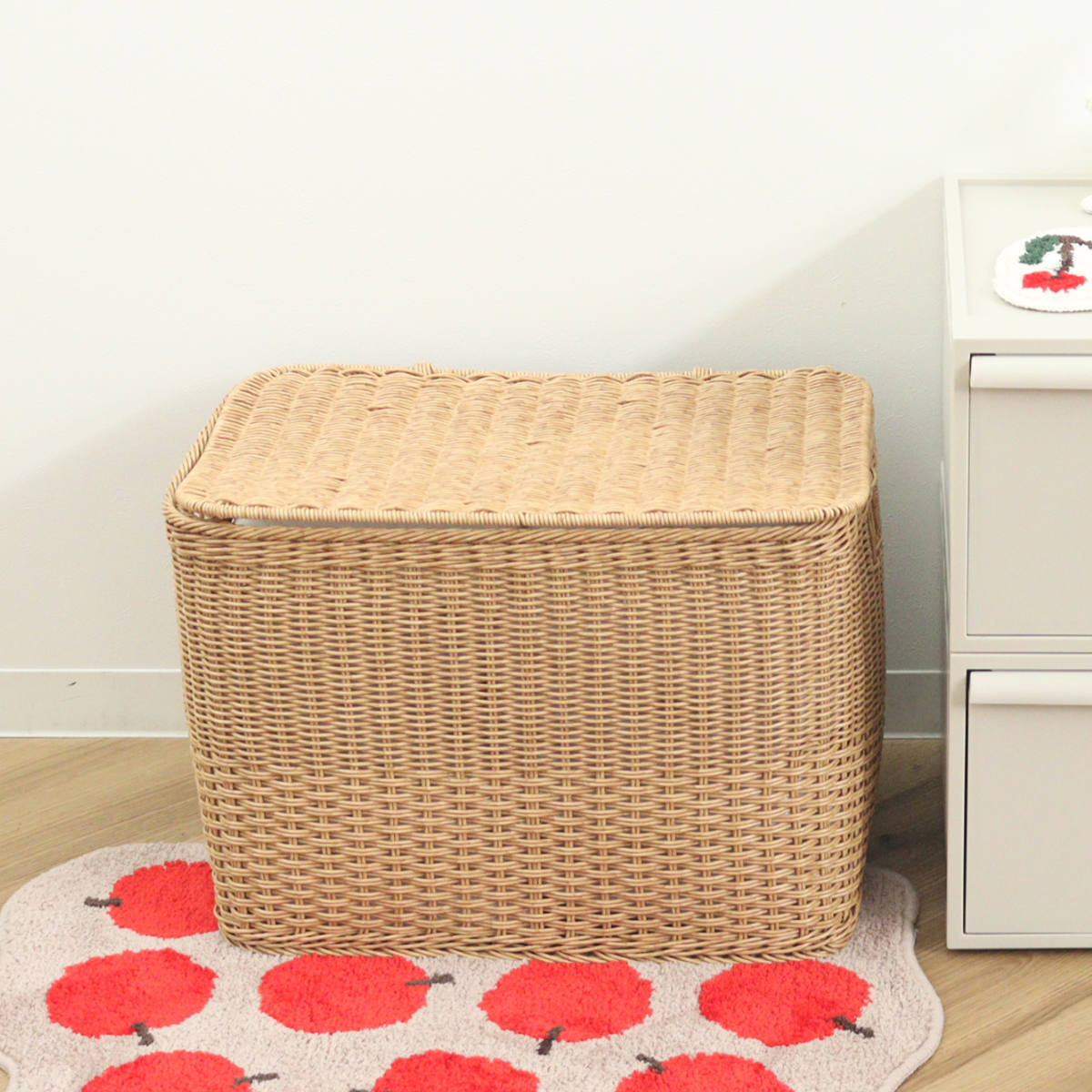 収納ボックス ユティルナイール ふた付き ストレージ ( 幅50×奥行35×高さ35cm 洗える収納ボックス 水洗い カゴ 洗えるバスケット 収納 天然素材風 小物収納 収納かご 収納ケース お手入れ簡単 軽量 柔軟性 しなやか ささくれない )