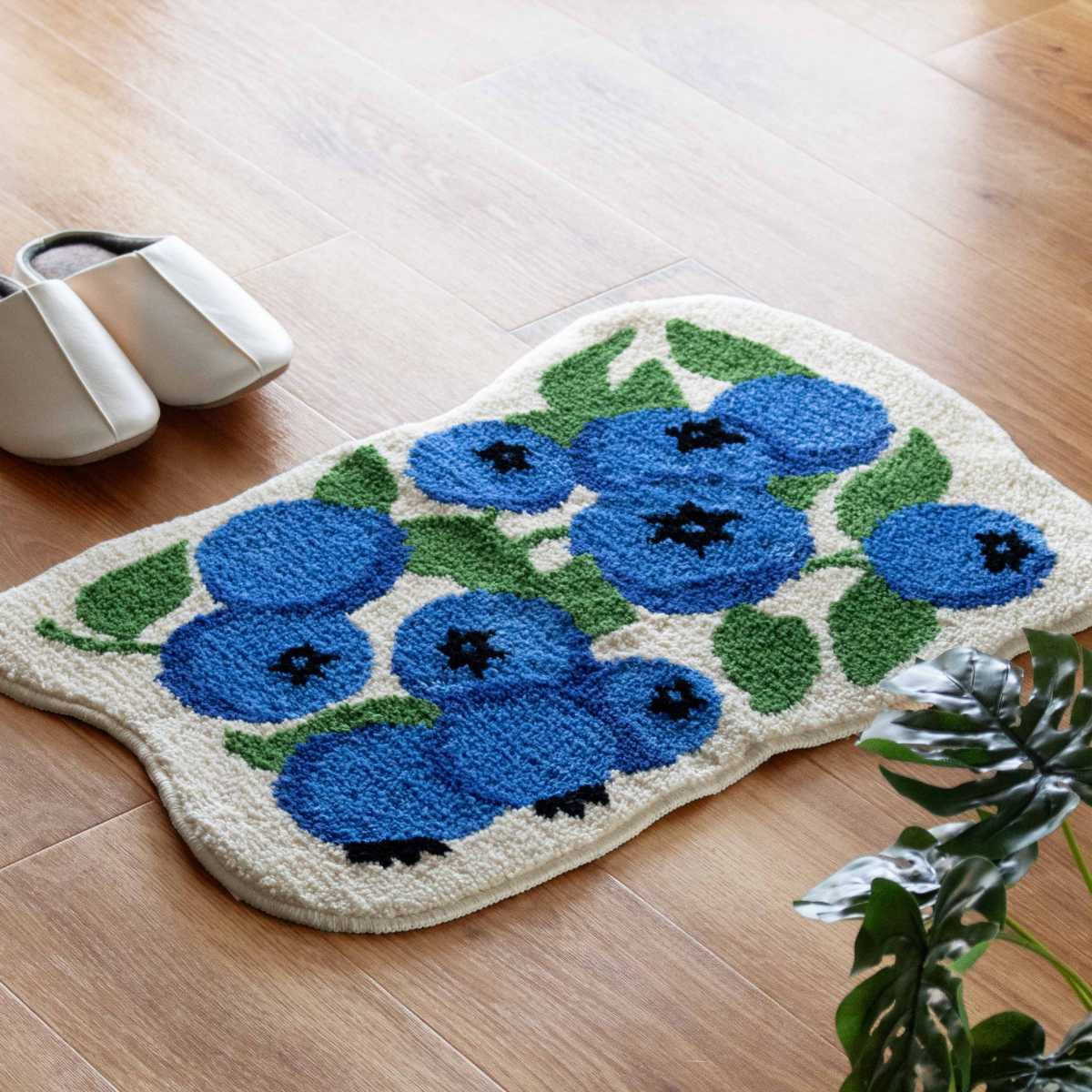 玄関マット EIBORIE フルーツフロアマット 室内 ( マット ラグ 洗える フルーツ かわいい 敷き物 インテリア ふわふわ 滑り止め 幅70cm キッチン リビング 寝室 洗面所 ランドリー 室内用マット 玄関 脱衣所 洗面 ポップ ) 【ペアー】 ペアー