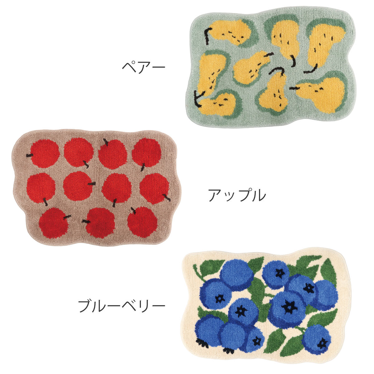 玄関マット EIBORIE フルーツフロアマット 室内 ( マット ラグ 洗える フルーツ かわいい 敷き物 インテリア ふわふわ 滑り止め 幅70cm キッチン リビング 寝室 洗面所 ランドリー 室内用マット 玄関 脱衣所 洗面 ポップ ) 【ペアー】 ペアー