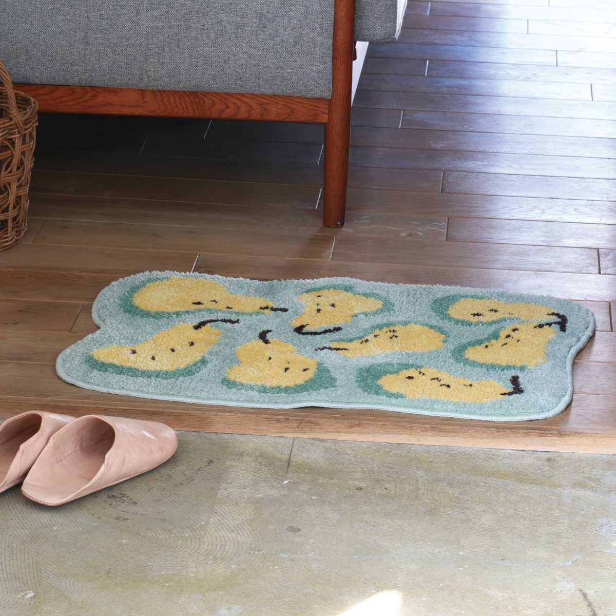 玄関マット EIBORIE フルーツフロアマット 室内 ( マット ラグ 洗える フルーツ かわいい 敷き物 インテリア ふわふわ 滑り止め 幅70cm キッチン リビング 寝室 洗面所 ランドリー 室内用マット 玄関 脱衣所 洗面 ポップ ) 【ペアー】 ペアー