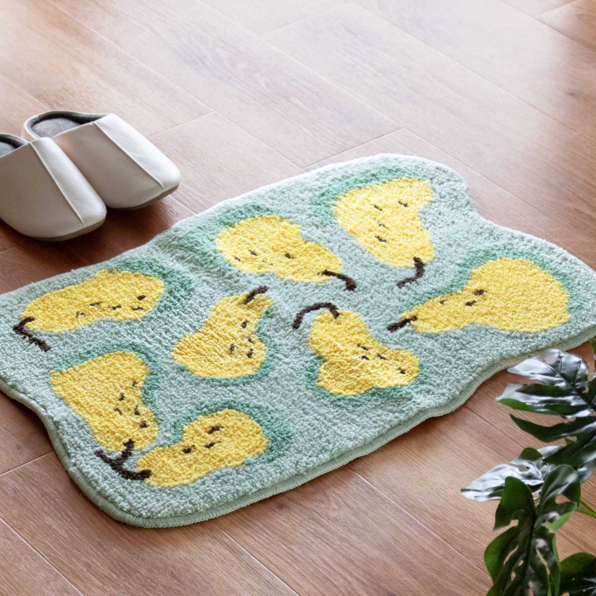 玄関マット EIBORIE フルーツフロアマット 室内 ( マット ラグ 洗える フルーツ かわいい 敷き物 インテリア ふわふわ 滑り止め 幅70cm キッチン リビング 寝室 洗面所 ランドリー 室内用マット 玄関 脱衣所 洗面 ポップ ) 【ペアー】 ペアー