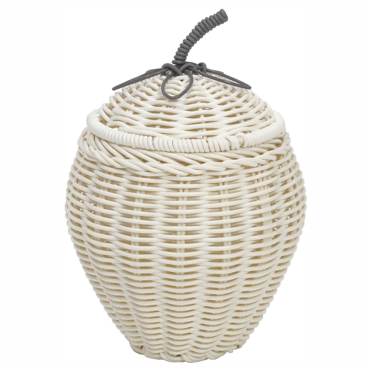 小物入れ バスケット 直径15.5cm フルーツシェイプバスケット ストロベリー 収納ケース 洗える ふた付き ( 収納 小物収納 小物 フルーツ モチーフ 形 型 いちご おしゃれ オシャレ シンプル 北欧 白 しろ ホワイト インテリア )