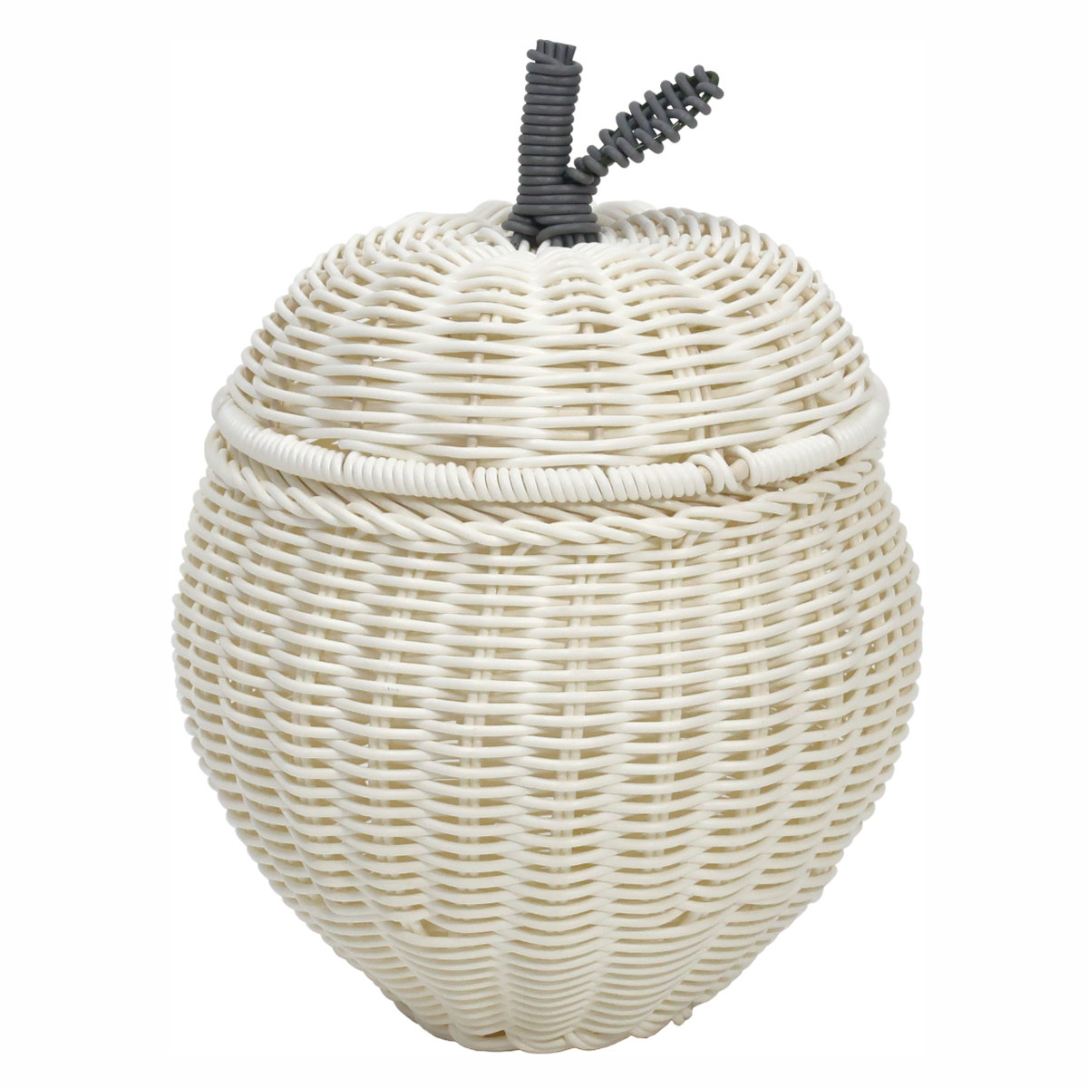 小物入れ バスケット 直径25.5cm フルーツシェイプバスケット アップル 収納ケース 洗える ふた付き ( 収納 小物収納 小物 フルーツ モチーフ 形 型 りんご おしゃれ オシャレ シンプル 北欧 白 しろ ホワイト インテリア )