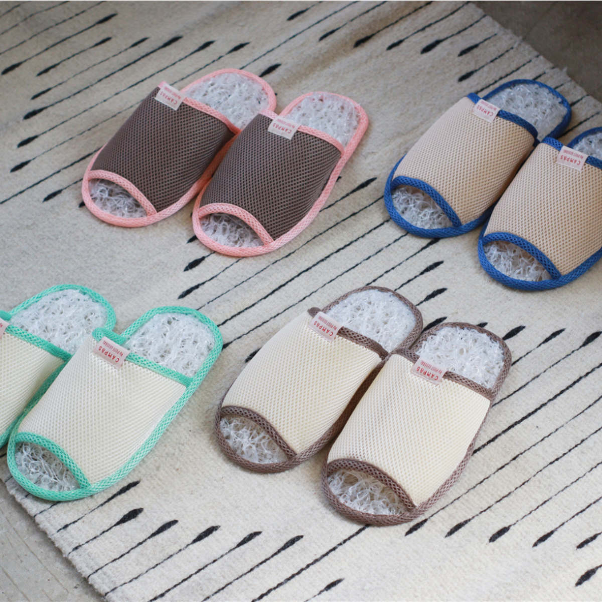 スリッパ キャンパスブリザーブルスリッパ ( ルームシューズ 室内 洗える 収納バッグ付き 室内用 超軽量 メッシュ 軽い 収納バッグ 洗濯可 ユニセックス 夏 前開き 室内履き 涼しい 夏用 手洗い 持ち運び フリーサイズ 丸洗いOK ) 【ミントグリーン】 ミントグリーン