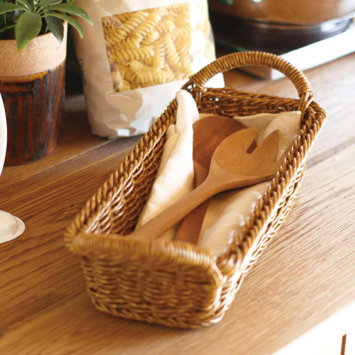 キッチンバスケット ユティル トレイ S ( 洗える カトラリーケース カトラリートレー カトラリートレイ 洗えるバスケット バスケット 小物入れ キッチン 収納 かご カゴ 籠 籐かご風 小物収納 北欧 北欧風 ナチュラル ) 【ブラウン】 ブラウン