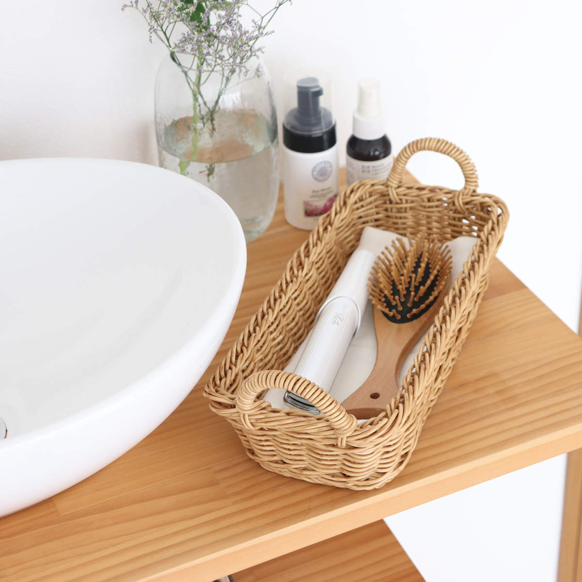 キッチンバスケット ユティル トレイ S ( 洗える カトラリーケース カトラリートレー カトラリートレイ 洗えるバスケット バスケット 小物入れ キッチン 収納 かご カゴ 籠 籐かご風 小物収納 北欧 北欧風 ナチュラル ) 【ブラウン】 ブラウン