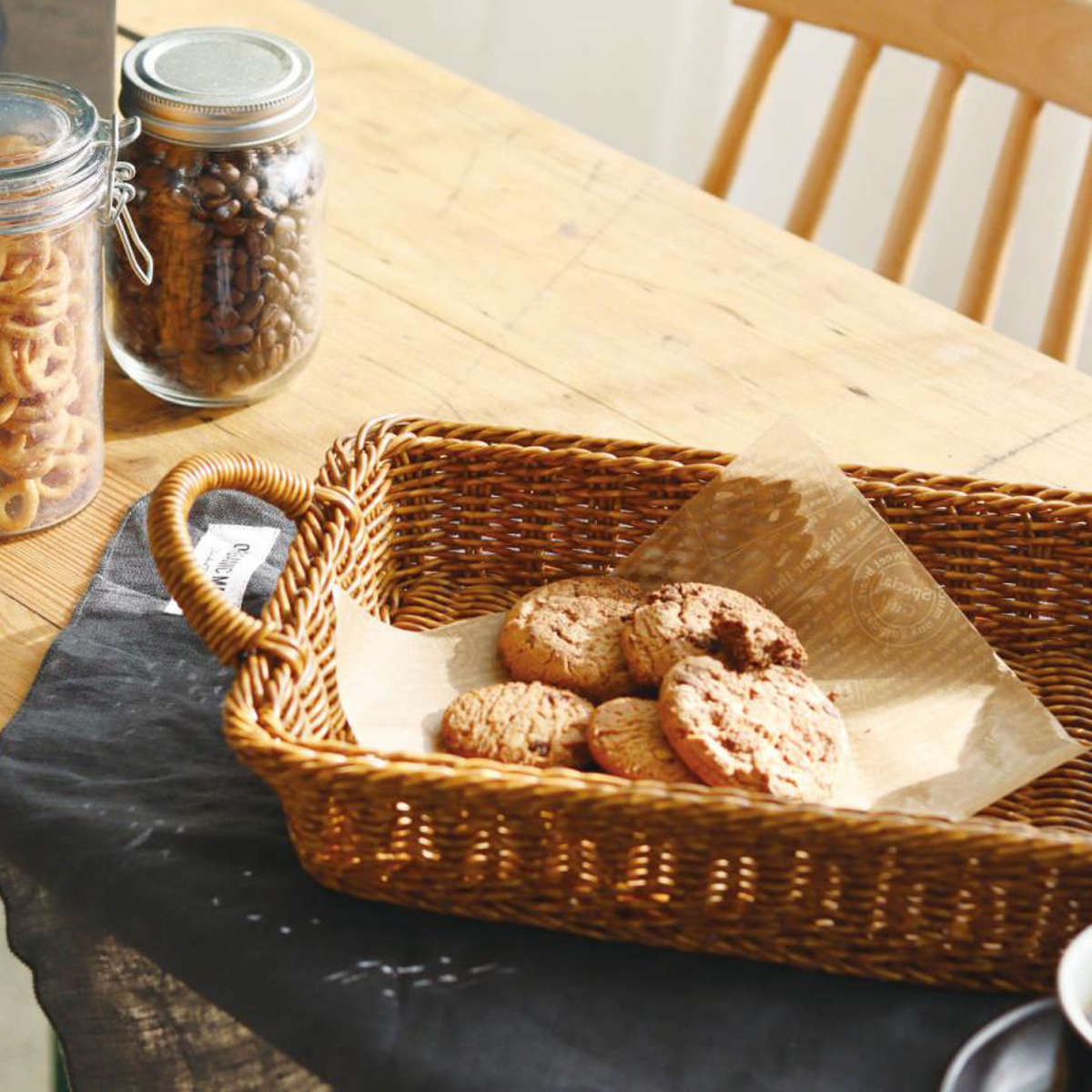 キッチンバスケット ユティル トレイ L ( 洗える 洗えるバスケット バスケット 籐カゴ風バスケット 小物入れ キッチン 収納 かご カゴ 籠 籐かご風 小物収納 北欧 北欧風 ナチュラル ) 【ブラウン】 ブラウン