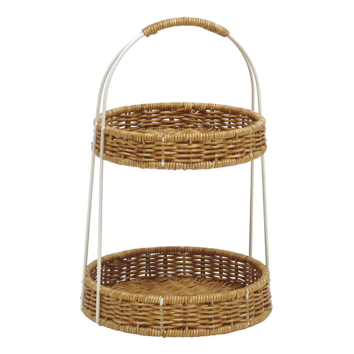 キッチンラック ユティル アイアンラウンドラック ( 洗える 洗えるバスケット 2段 小物入れ バスケット ティータイム キッチン 収納 かご カゴ 籠 籐かご風 小物収納 北欧 北欧風 ナチュラル ) 【ナイール】 ナイール