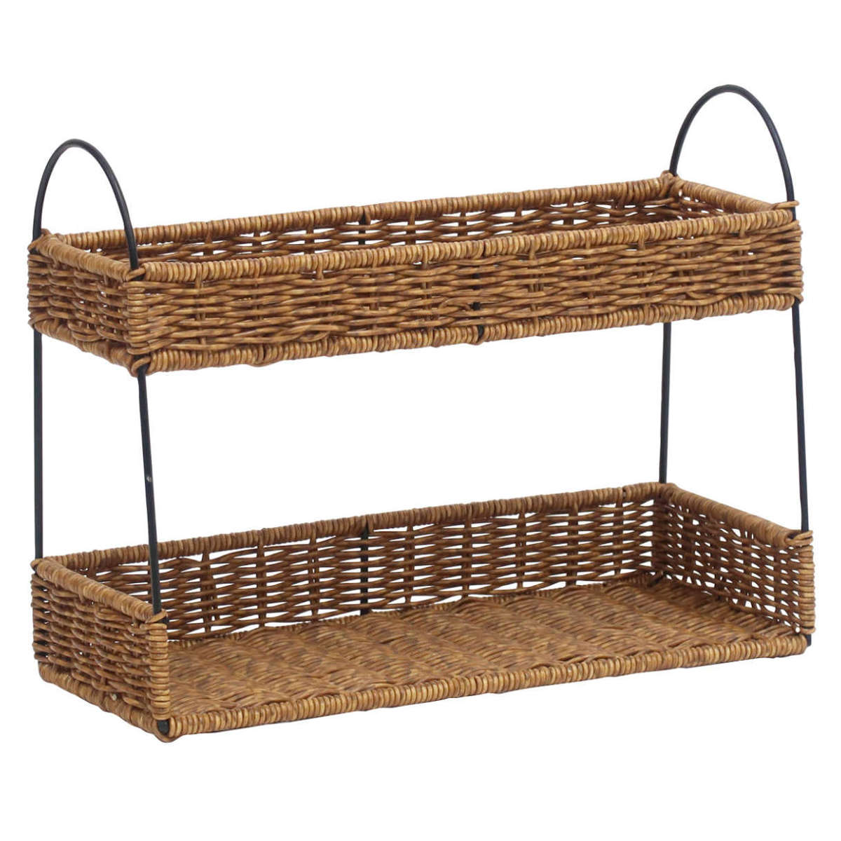 調味料ラック ユティル アイアンスパイスラック ( 洗える 洗えるバスケット 2段 調味料収納 調味料置き スパイスラック バスケット キッチン 収納 かご カゴ 籠 籐かご風 小物収納 北欧 北欧風 ナチュラル ) 【ナイール】 ナイール