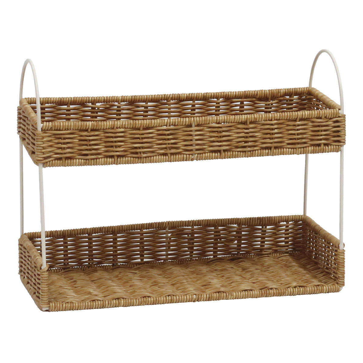 調味料ラック ユティル アイアンスパイスラック ( 洗える 洗えるバスケット 2段 調味料収納 調味料置き スパイスラック バスケット キッチン 収納 かご カゴ 籠 籐かご風 小物収納 北欧 北欧風 ナチュラル ) 【ナイール】 ナイール