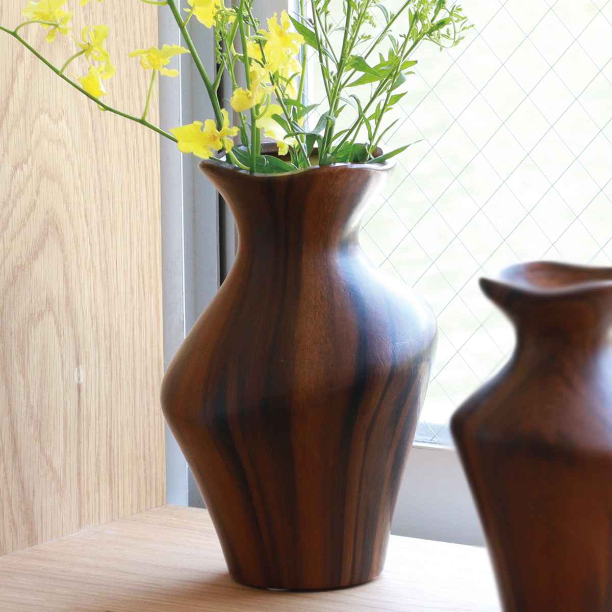 花瓶 シナリーグレインベース オスカー ( 花ビン 花びん 花器 フラワーベース フラワー 花 飾る 花入れ 陶器製 陶器 木目調 おしゃれ 一輪挿し )