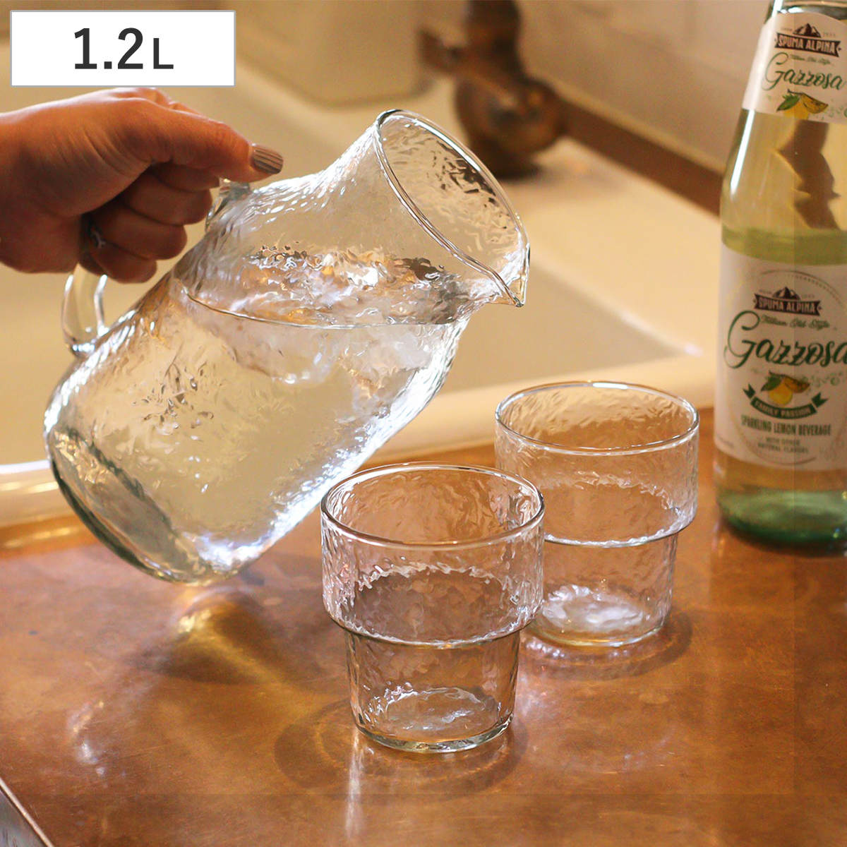ピッチャー シナリー リサイクルガラスピッチャー （ 1.2L ガラス 水差し ポット ウォーター 冷水 ジャグ お茶 麦茶 広口設計 シンプル 北欧 おしゃれ かわいい 使いやすい ）
