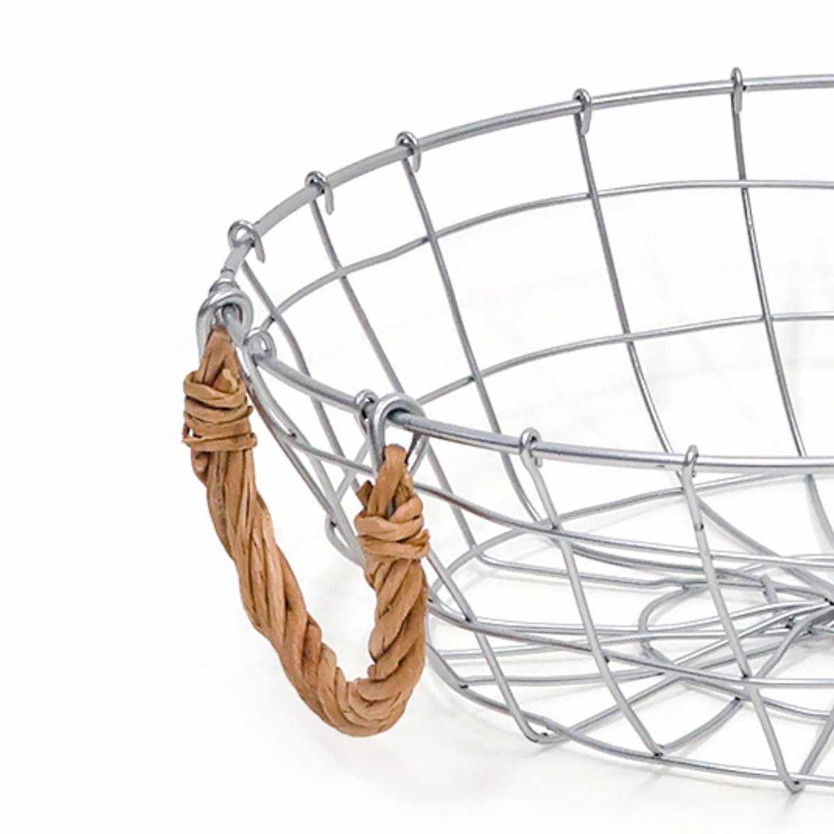 かご デュソール ラウンド バスケット ロー ( ワイヤーバスケット カゴ 籠 アイアン 直径25×高さ8.5cm 収納 収納かご 小物収納 ストッカー 見せる収納 ワイヤー おしゃれ 柳 天然素材 )