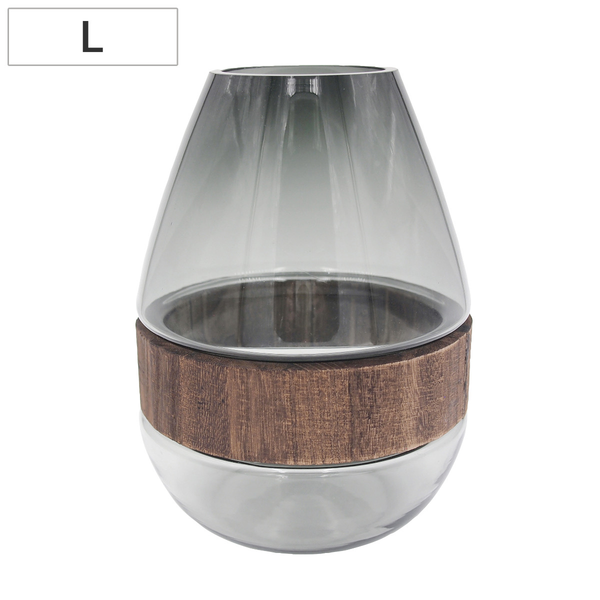 花瓶 ガラスベース フォグウッド ドロップ L ( 花ビン 花びん 花器 ベース フラワーベース フラワー 花 飾る 花入れ ガラス ガラス製 クリア 透明 木製 おしゃれ 一輪挿し )