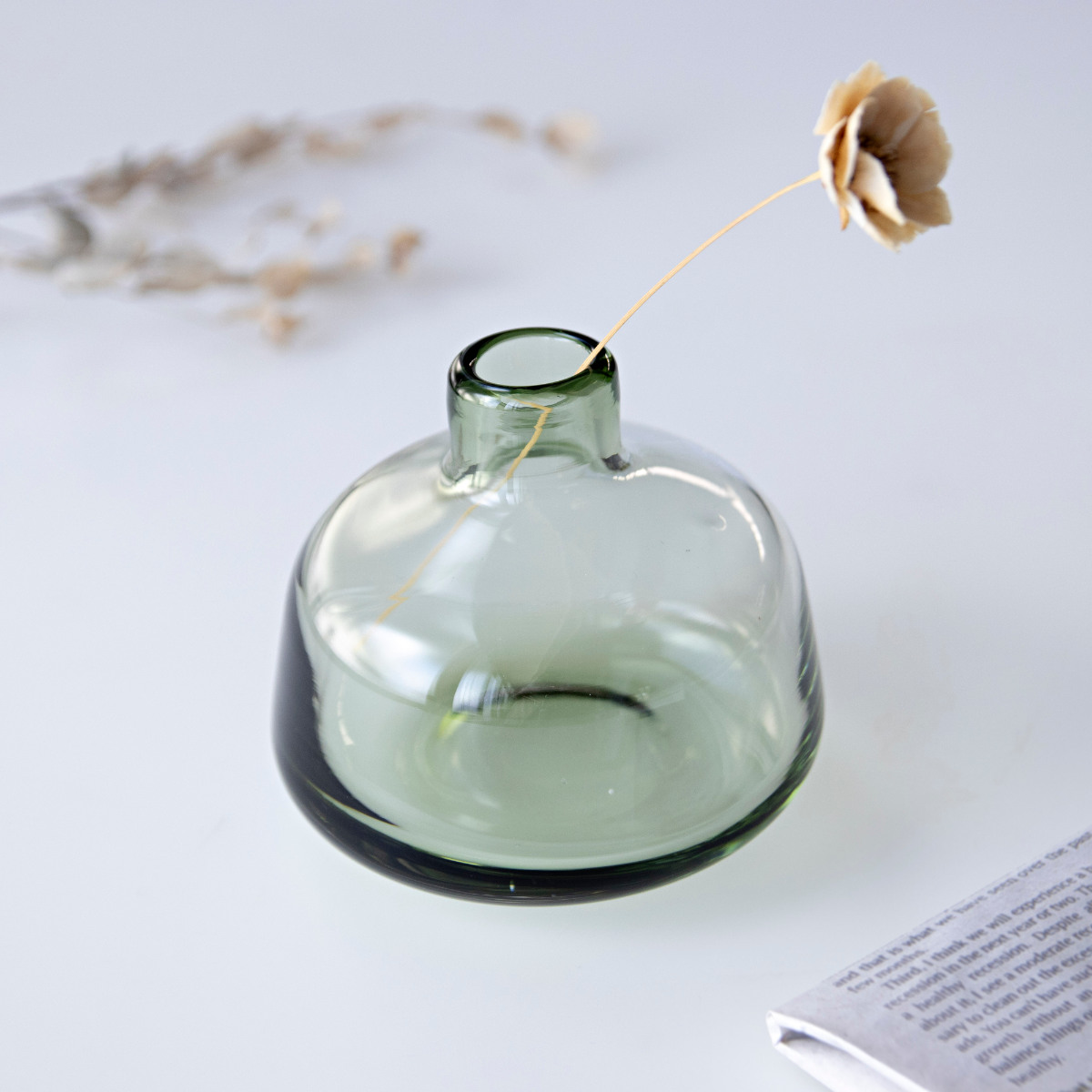 花瓶 ガラスベース ミスルトー ラウンド ショート ( 花ビン 花びん 花器 ベース フラワーベース フラワー 花 飾る 花入れ ガラス ガラス製 クリア 透明 おしゃれ 一輪挿し )