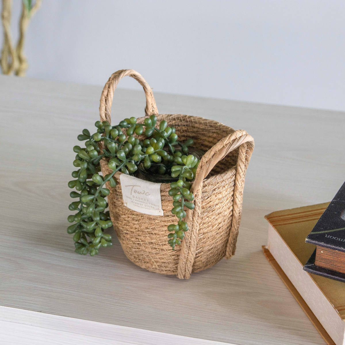 鉢カバーモネ フェイクPE バスケットラウンド S ( プランターカバー ポットカバー かご カゴ バスケット 収納カゴ 小物収納 手編み 観葉植物 鉢植え 花 室内 小物入れ おしゃれポット 鉢ポット 水洗い 植木鉢カバー 4号鉢 丸型 ) 【ナチュラル】 ナチュラル