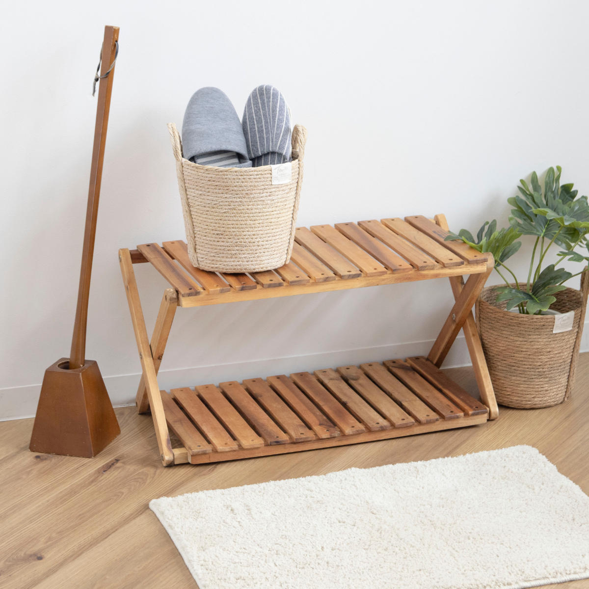 鉢カバーモネ フェイクPE バスケットラウンド M ( プランターカバー ポットカバー かご カゴ バスケット 収納カゴ 小物収納 手編み 観葉植物 鉢植え 花 室内 小物入れ 鉢ポット 水洗い 植木鉢カバー 5号鉢 6号鉢 丸型 ) 【ナチュラル】 ナチュラル