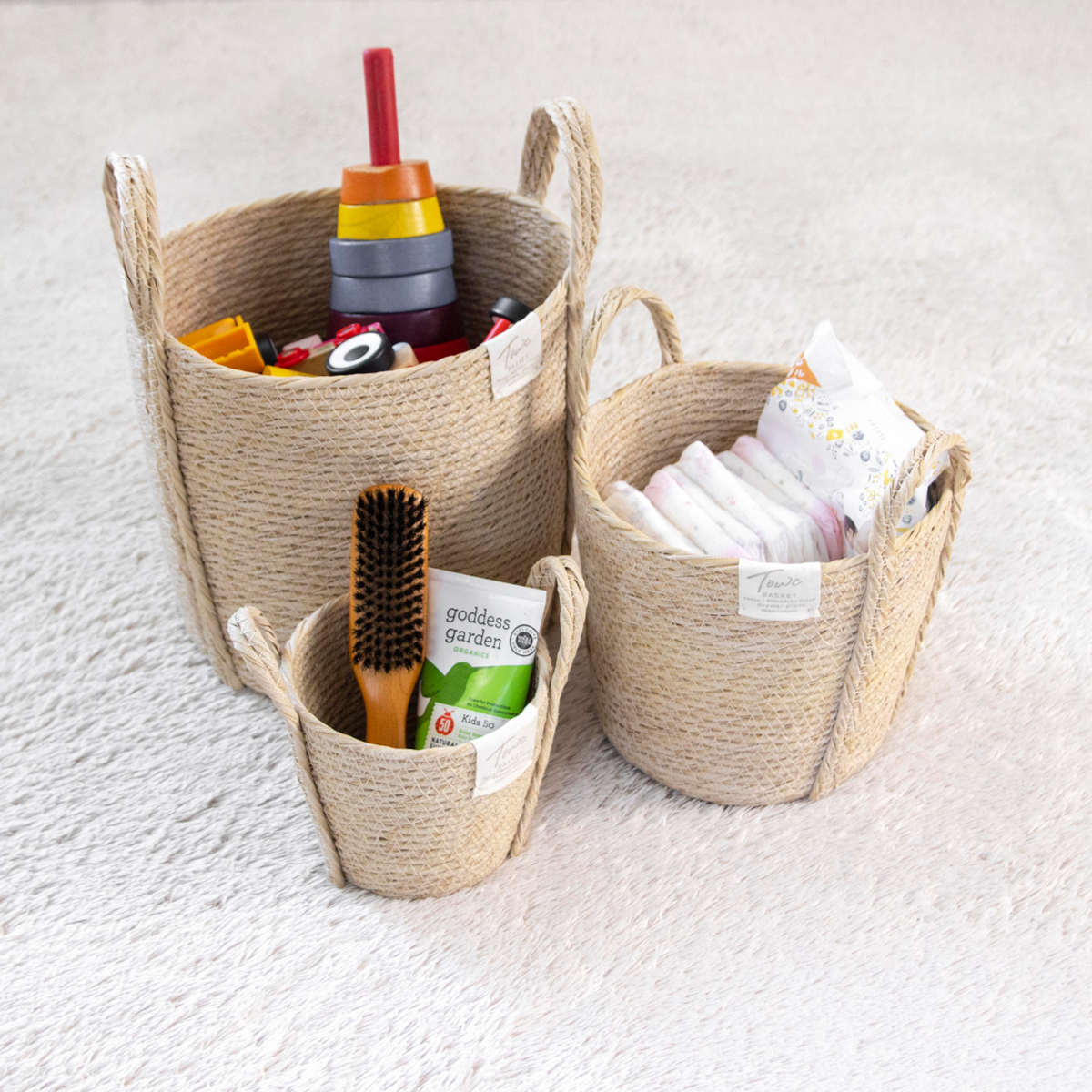 鉢カバーモネ フェイクPE バスケットラウンド L ( プランターカバー ポットカバー かご カゴ バスケット 収納カゴ 小物収納 手編み 観葉植物 鉢植え 花 室内 小物入れ 鉢ポット 水洗い 植木鉢カバー 7号鉢 8号鉢 丸型 ) 【ブラウン】 ブラウン