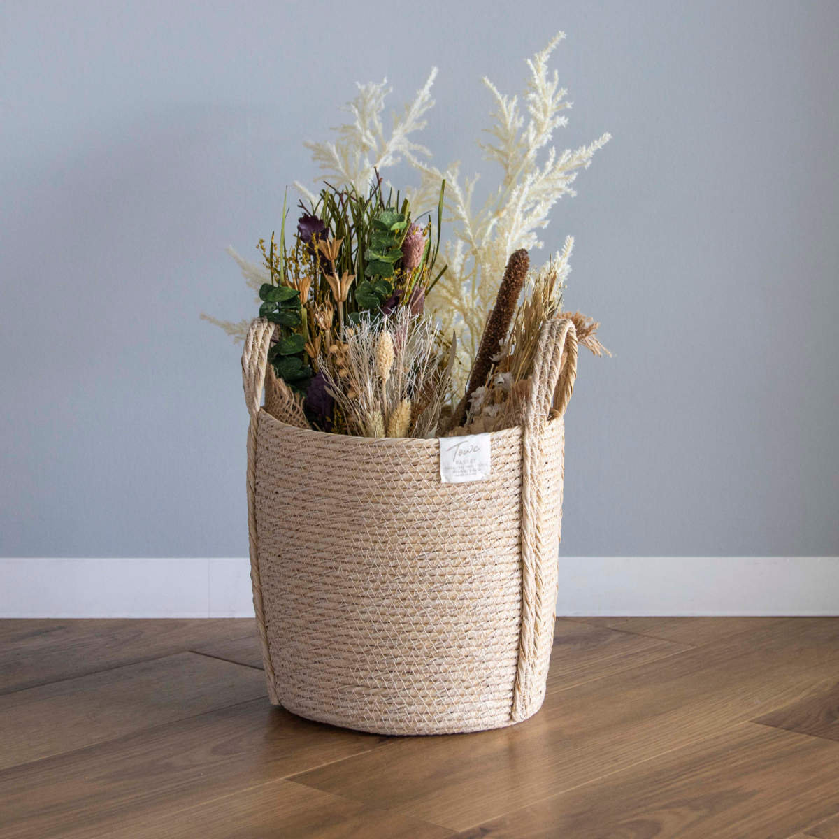 鉢カバーモネ フェイクPE バスケットラウンド L ( プランターカバー ポットカバー かご カゴ バスケット 収納カゴ 小物収納 手編み 観葉植物 鉢植え 花 室内 小物入れ 鉢ポット 水洗い 植木鉢カバー 7号鉢 8号鉢 丸型 ) 【ブラウン】 ブラウン