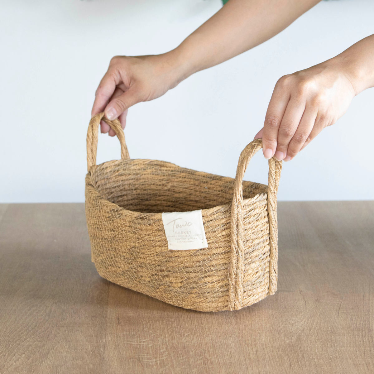 鉢カバーモネ フェイクPE バスケットオーバル S ( プランターカバー ポットカバー かご カゴ バスケット 収納カゴ 小物収納 手編み 観葉植物 鉢植え 花 室内 小物入れ おしゃれポット 鉢ポット 水洗い 植木鉢カバー 楕円型 ) 【ブラウン】 ブラウン