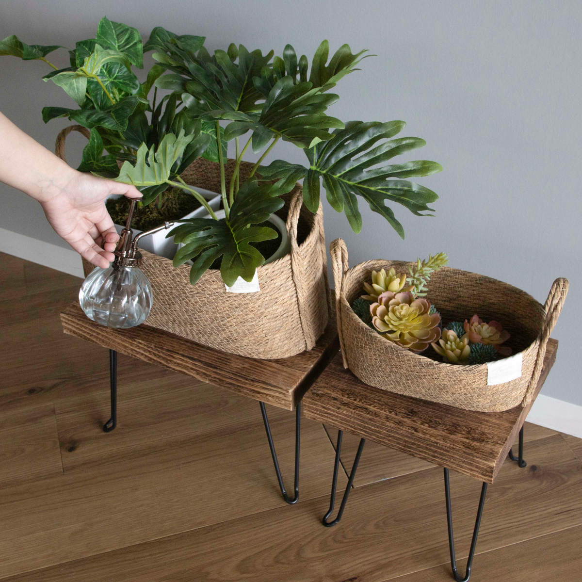 鉢カバーモネ フェイクPE バスケットオーバル S ( プランターカバー ポットカバー かご カゴ バスケット 収納カゴ 小物収納 手編み 観葉植物 鉢植え 花 室内 小物入れ おしゃれポット 鉢ポット 水洗い 植木鉢カバー 楕円型 ) 【ブラウン】 ブラウン