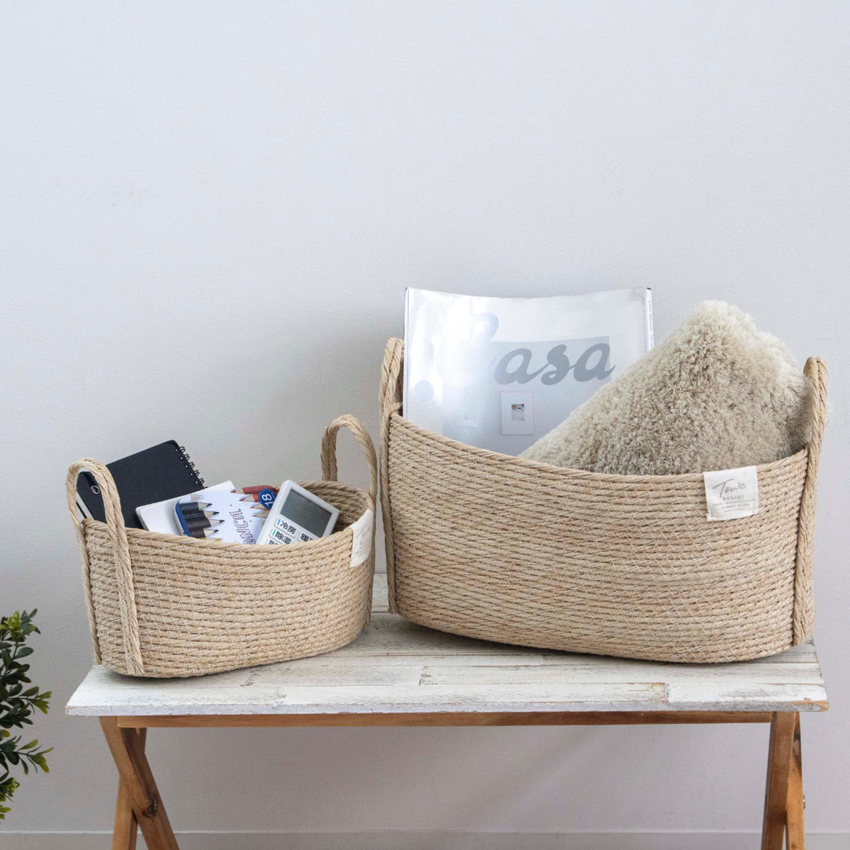 鉢カバーモネ フェイクPE バスケットオーバル S ( プランターカバー ポットカバー かご カゴ バスケット 収納カゴ 小物収納 手編み 観葉植物 鉢植え 花 室内 小物入れ おしゃれポット 鉢ポット 水洗い 植木鉢カバー 楕円型 ) 【ブラウン】 ブラウン