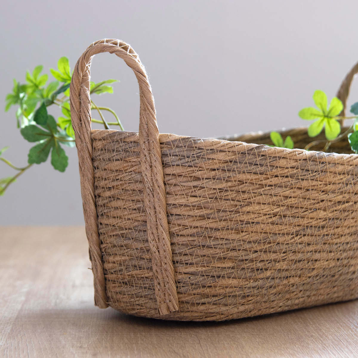 鉢カバーモネ フェイクPE バスケットオーバル S ( プランターカバー ポットカバー かご カゴ バスケット 収納カゴ 小物収納 手編み 観葉植物 鉢植え 花 室内 小物入れ おしゃれポット 鉢ポット 水洗い 植木鉢カバー 楕円型 ) 【ブラウン】 ブラウン