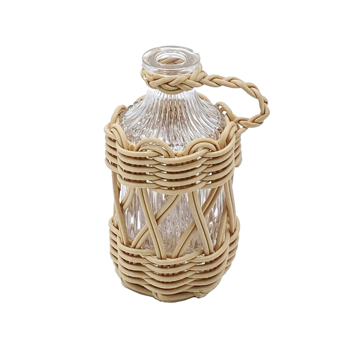 花瓶 ヴァス フェイクPE 柳フラワーベース ボトル型 ( 花ビン 花びん 花器 ベース フラワーベース フラワー 花 飾る 花入れ ガラス ガラス製 クリア 透明 おしゃれ 洗える 天然素材風 持ち手付き 一輪挿し )