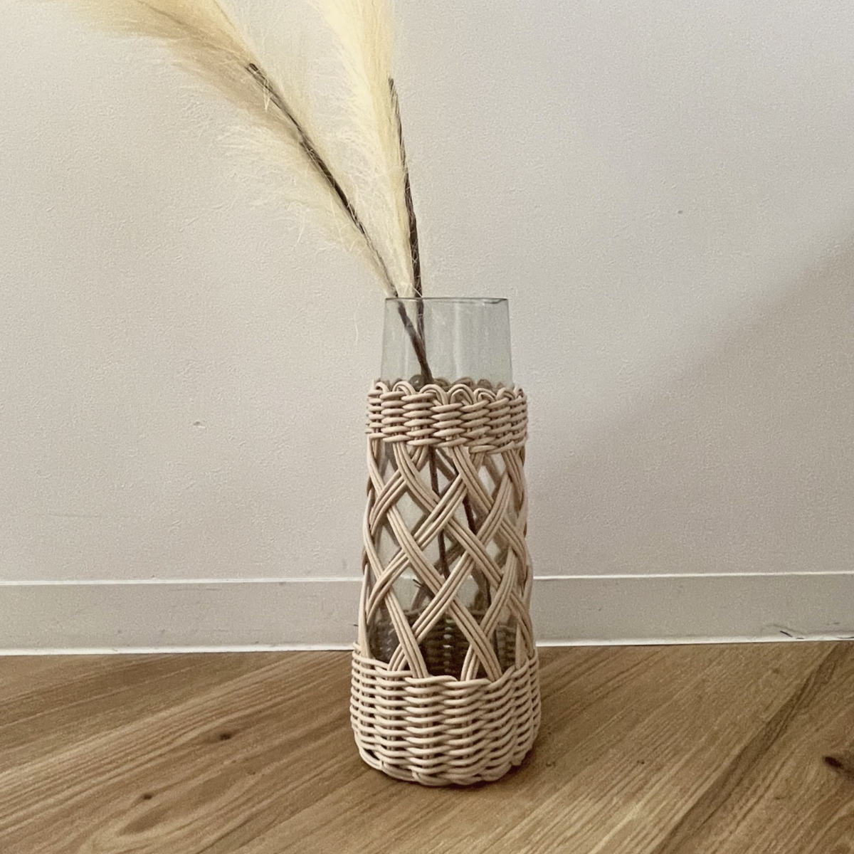 花瓶 ヴァス フェイクPE 柳フラワーベース 円柱型 ( 花ビン 花びん 花器 ベース フラワーベース フラワー 花 飾る 花入れ ガラス ガラス製 クリア 透明 おしゃれ 洗える 天然素材風 持ち手付き 一輪挿し )