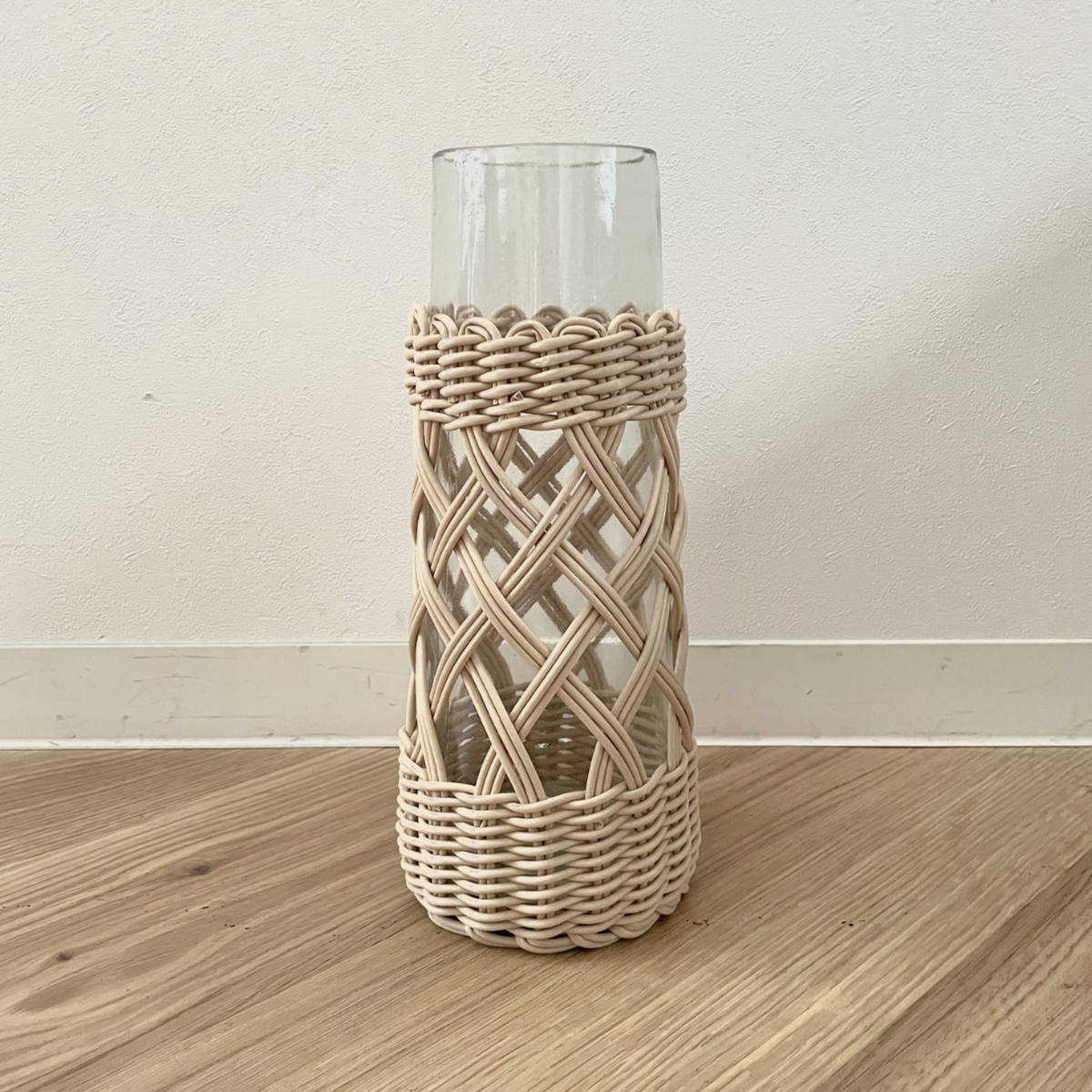 花瓶 ヴァス フェイクPE 柳フラワーベース 円柱型 ( 花ビン 花びん 花器 ベース フラワーベース フラワー 花 飾る 花入れ ガラス ガラス製 クリア 透明 おしゃれ 洗える 天然素材風 持ち手付き 一輪挿し )