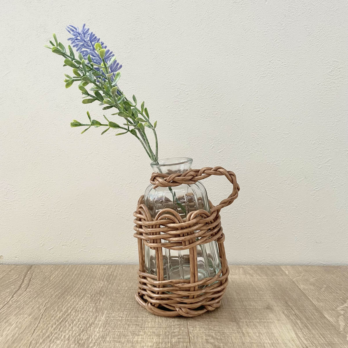 花瓶 ヴァス フェイクPE 柳フラワーベース ハンドル型 S ( 花ビン 花びん 花器 ベース フラワーベース フラワー 花 飾る 花入れ ガラス ガラス製 クリア 透明 おしゃれ 洗える 天然素材風 一輪挿し )