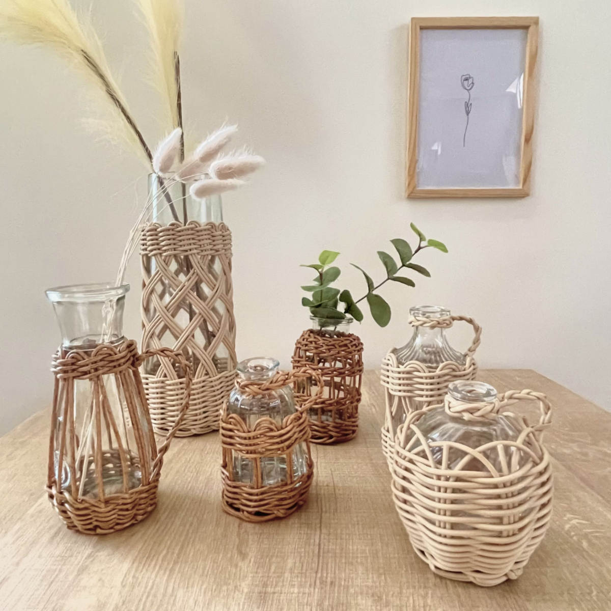 花瓶 ヴァス フェイクPE 柳フラワーベース ハンドル型 S ( 花ビン 花びん 花器 ベース フラワーベース フラワー 花 飾る 花入れ ガラス ガラス製 クリア 透明 おしゃれ 洗える 天然素材風 一輪挿し )