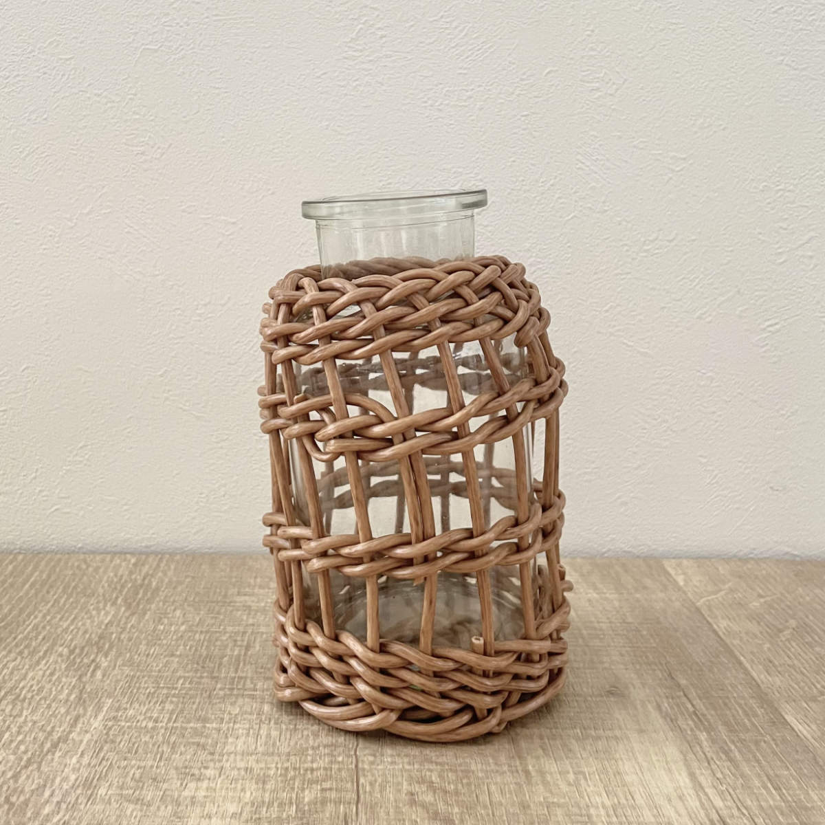 花瓶 ヴァス フェイクPE 柳フラワーベース ミルク瓶型 ( 花ビン 花びん 花器 ベース フラワーベース フラワー 花 飾る 花入れ ガラス ガラス製 クリア 透明 おしゃれ 洗える 天然素材風 一輪挿し )