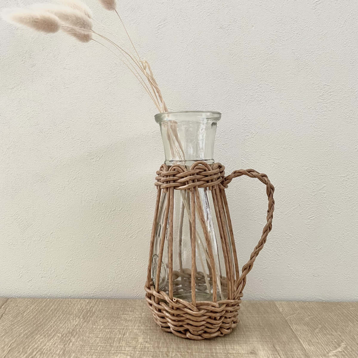 花瓶 ヴァス フェイクPE 柳フラワーベース ハンドル型 L ( 花ビン 花びん 花器 ベース フラワーベース フラワー 花 飾る 花入れ ガラス ガラス製 クリア 透明 おしゃれ 洗える 天然素材風 持ち手付き 一輪挿し )