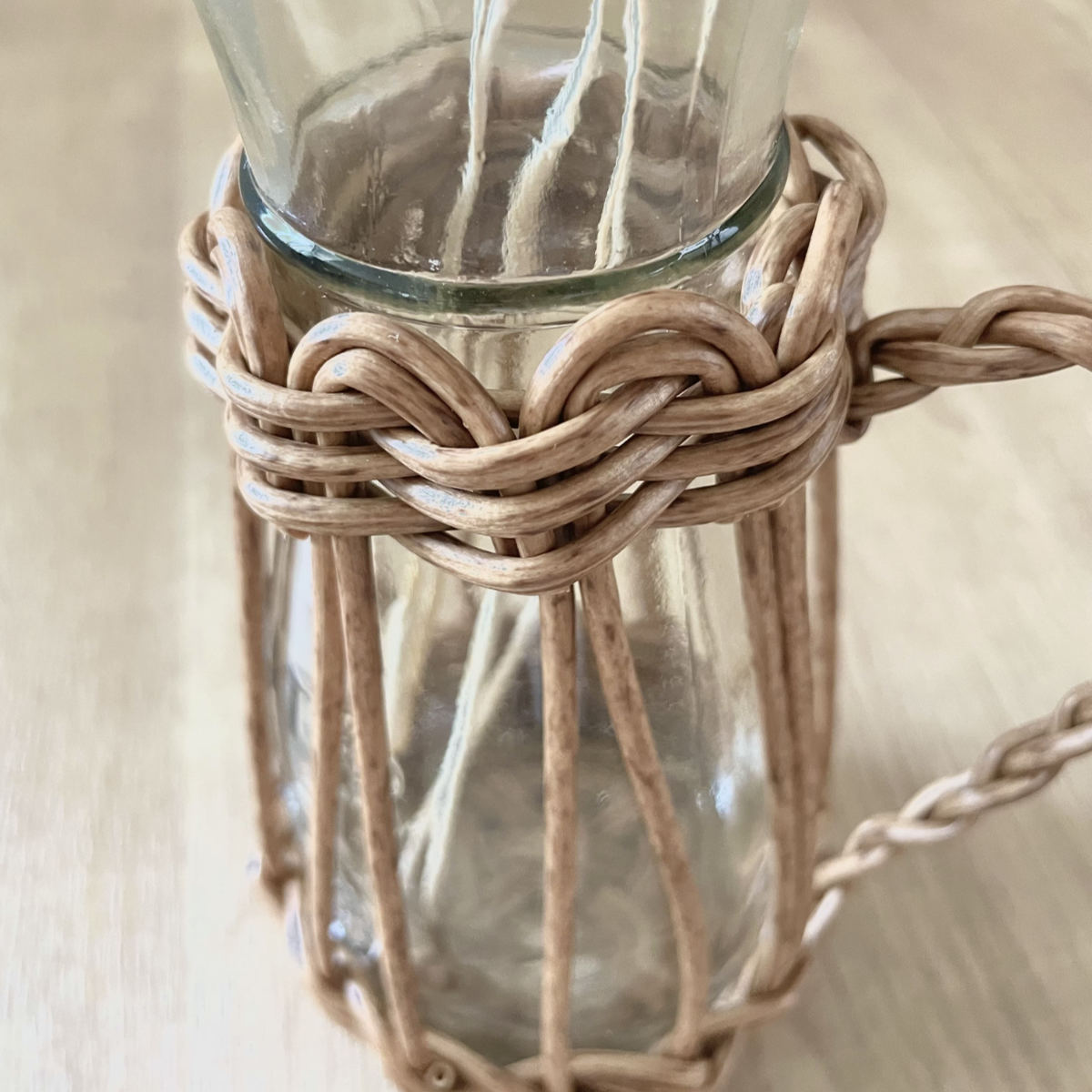 花瓶 ヴァス フェイクPE 柳フラワーベース ハンドル型 L ( 花ビン 花びん 花器 ベース フラワーベース フラワー 花 飾る 花入れ ガラス ガラス製 クリア 透明 おしゃれ 洗える 天然素材風 持ち手付き 一輪挿し )