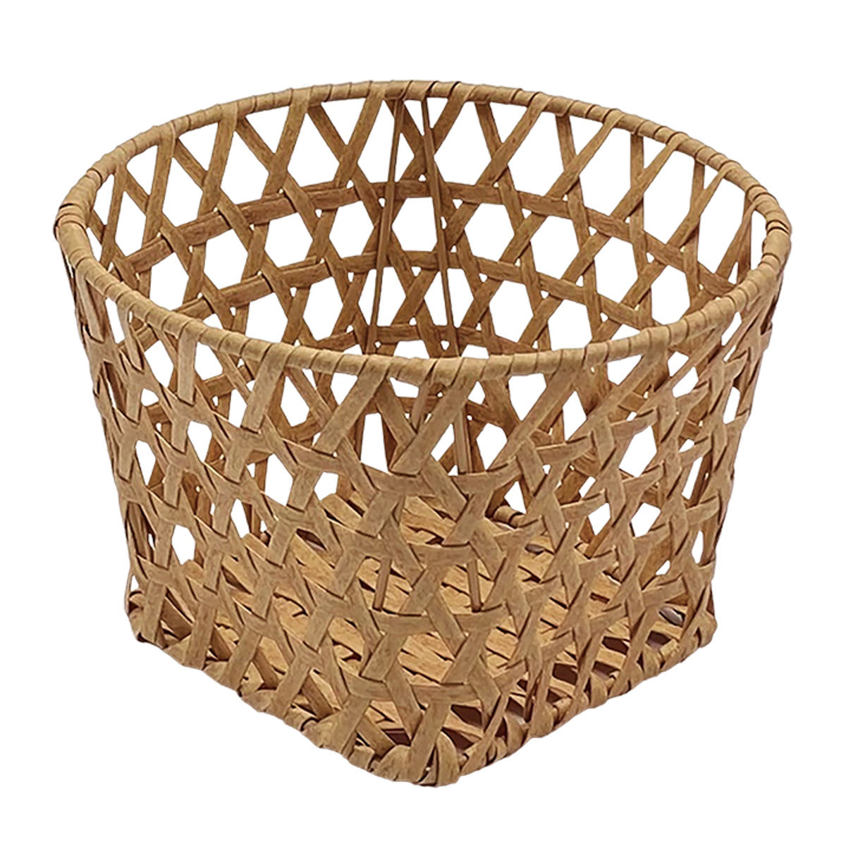 キッチン 収納ケース バンブス フェイクPE焼竹 キッチンバスケット ラウンド S ( 直径20cm 高さ13.5cm カゴ 丸 手編み 収納 水洗い 天然素材風 収納かご 深型 小物収納 小物入れ おしゃれ 丈夫 ハンドメイド 洗面所 ランドリー )