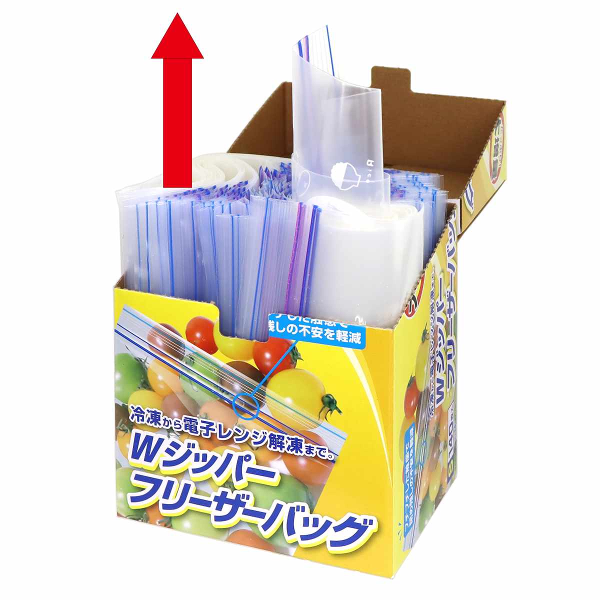 保存袋 大容量 Wジッパー フリーザーバック ( 箱入り 冷凍 冷蔵 電子レンジ 解凍 ジッパー付き袋 キッチン L60枚 M100枚 S140枚 ダブルジッパー 食品保存袋 ジッパー袋 チャック付き袋 新鮮 鮮度 保存 袋 ) 【M】 M