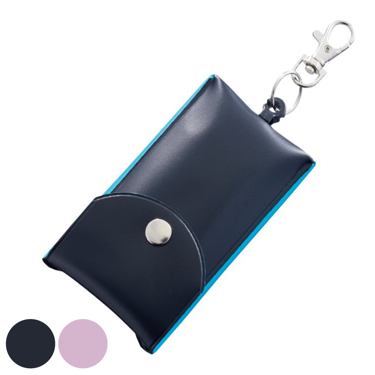 キーケース リール付き 約70cm 鍵が隠れる （ キーカバー リールキーホルダー 伸びる カギ 鍵 入れ ランドセル ナスカン付き リールストラップ キーチェーン お出かけ 伸縮 便利 紛失 防止 通学 シンプル ） 【ブラック】