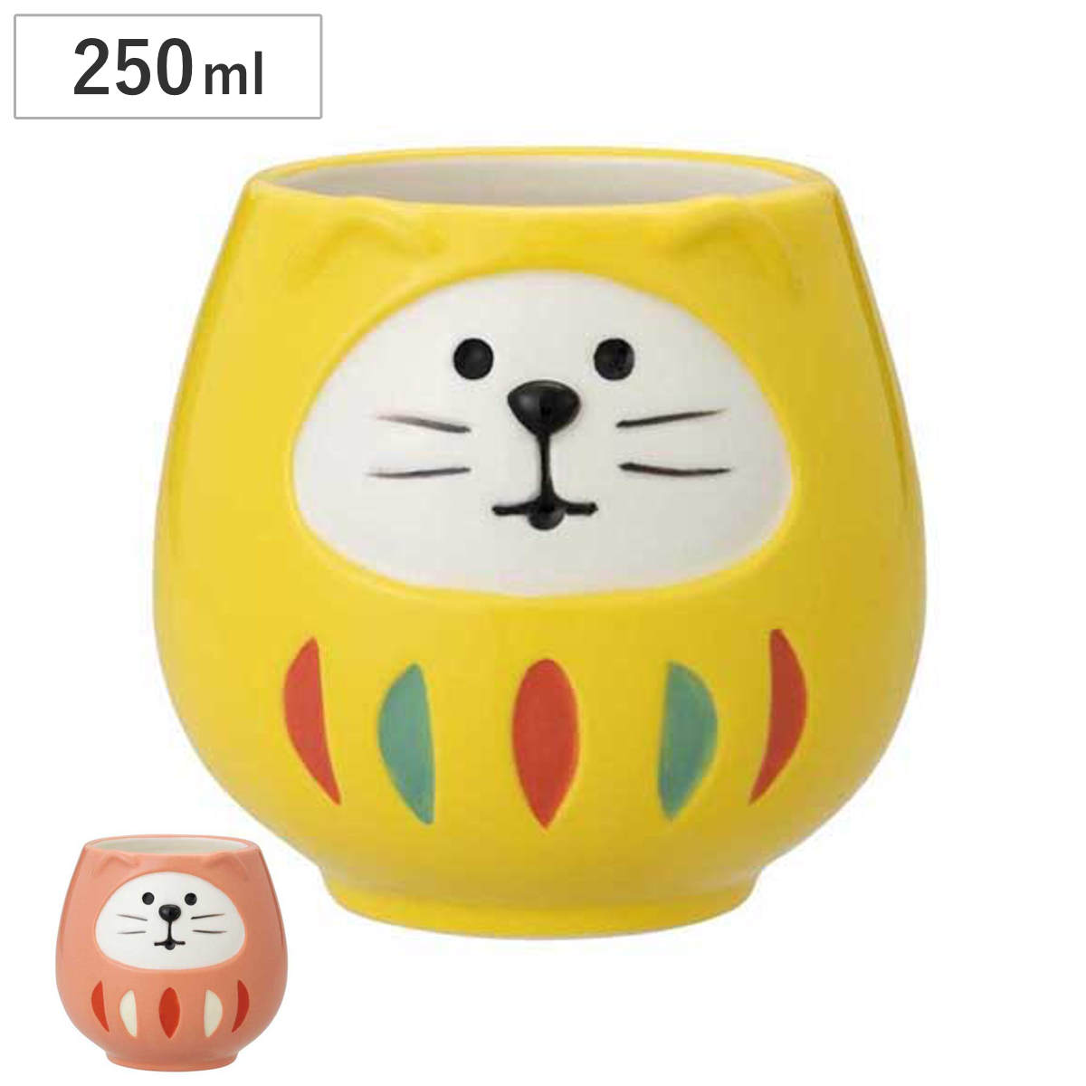 マグカップ 開運カラー 福猫だるまマグカップ （ 250ml 陶器 マグ マグコップ カップ 食器 だるま 猫 開運 福猫だるま だるまモチーフ 猫モチーフ 縁起が良い かわいい 癒し インテリア ） 【桃】