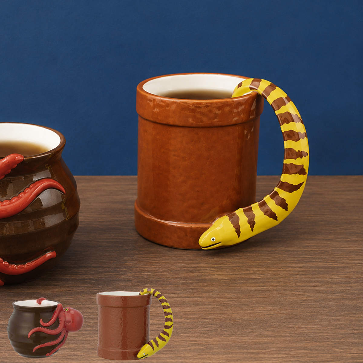 マグカップ 隠れ家マグ ( 250ml 220ml 陶器 マグ マグコップ カップ たこ うつぼ 食器 立体モチーフ ユニーク 遊び心 おもしろマグ 景品 おしゃれ ) 【ウツボ】