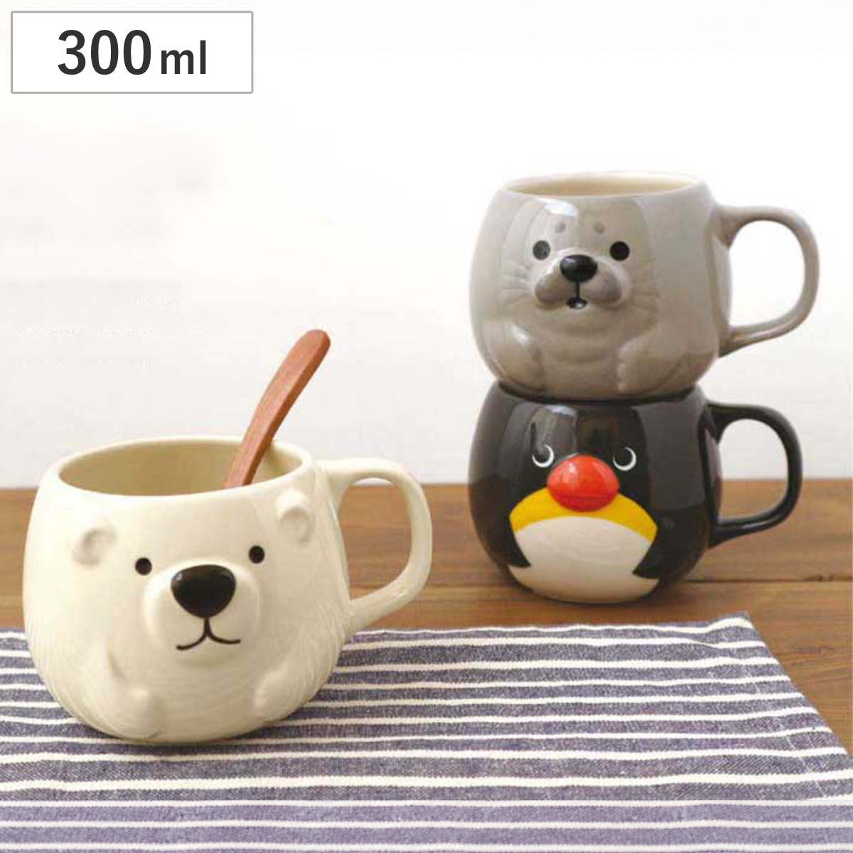 マグカップ ぽってりマグ ( 300ml 陶器 マグ マグコップ カップ 海の生き物 シロクマ アザラシ ペンギン 食器 水族館 動物 アニマル マリン雑貨 癒し コレクション インテリア かわいい ) 【シロクマ】
