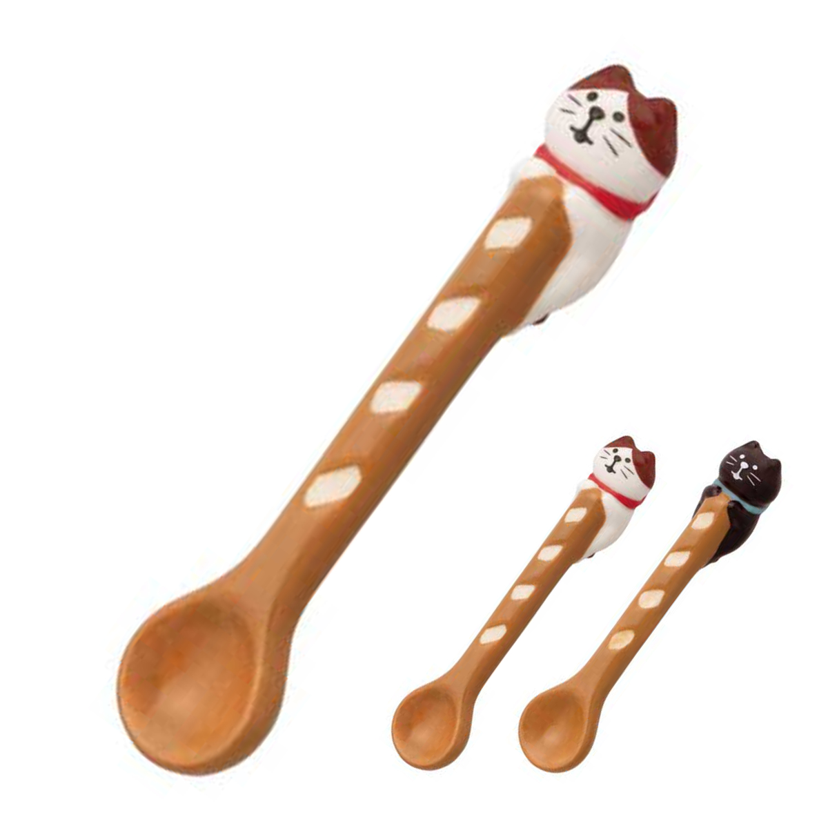 スプーン バゲットスプーン ( カトラリー 陶器 デザートスプーン かわいい おしゃれ ユニーク 雑貨 食器 ) 【はちわれ猫】