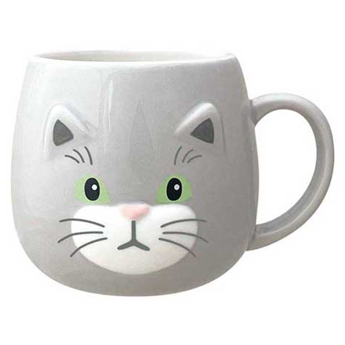 マグカップ ねこのかおマグ ( 250ml マグ マグコップ カップ 食器 陶器 丸型 ラウンド ころん 立体 モチーフ かわいい おしゃれ 癒し ほっこり ) 【グレー】 グレー