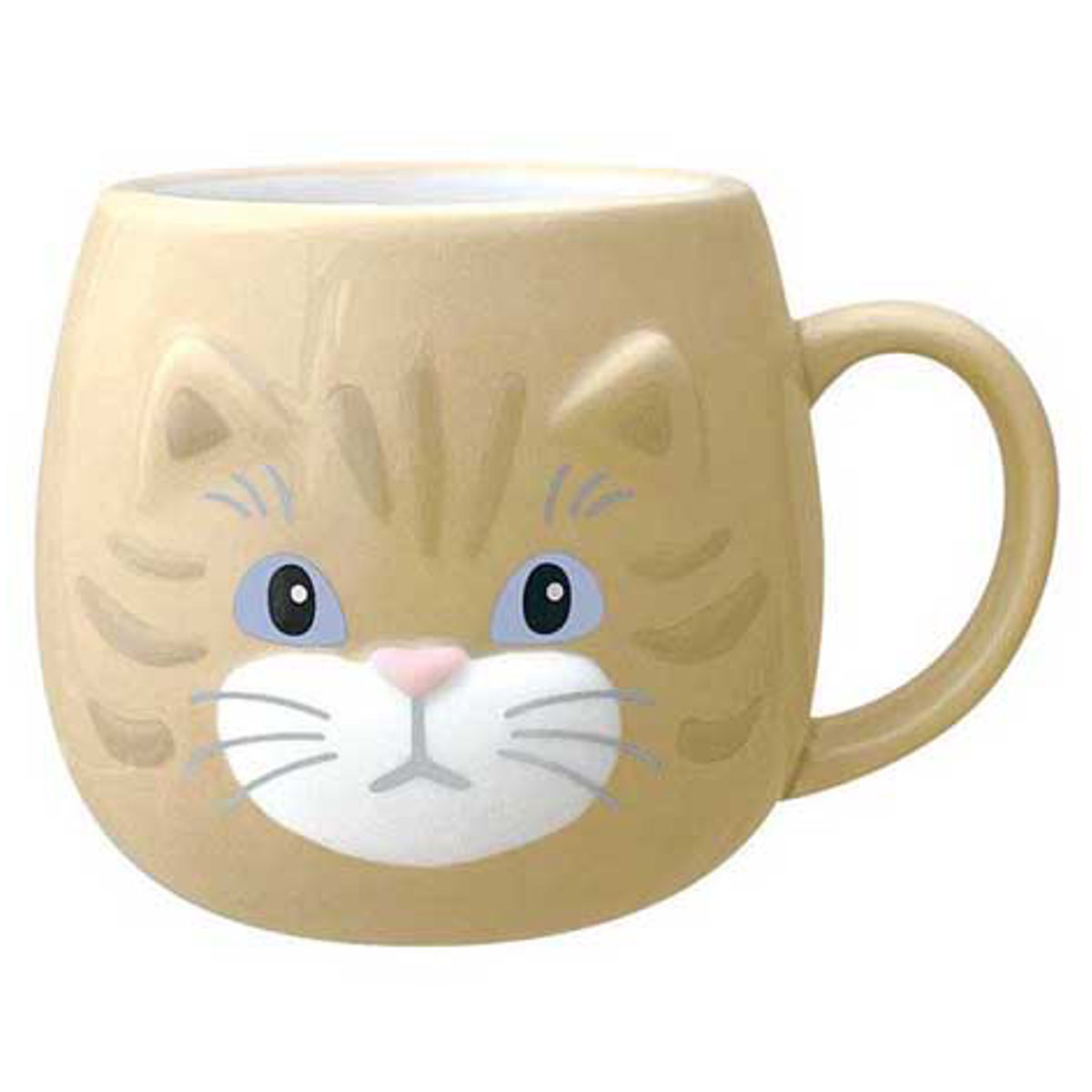 マグカップ ねこのかおマグ ( 250ml マグ マグコップ カップ 食器 陶器 丸型 ラウンド ころん 立体 モチーフ かわいい おしゃれ 癒し ほっこり ) 【グレー】 グレー
